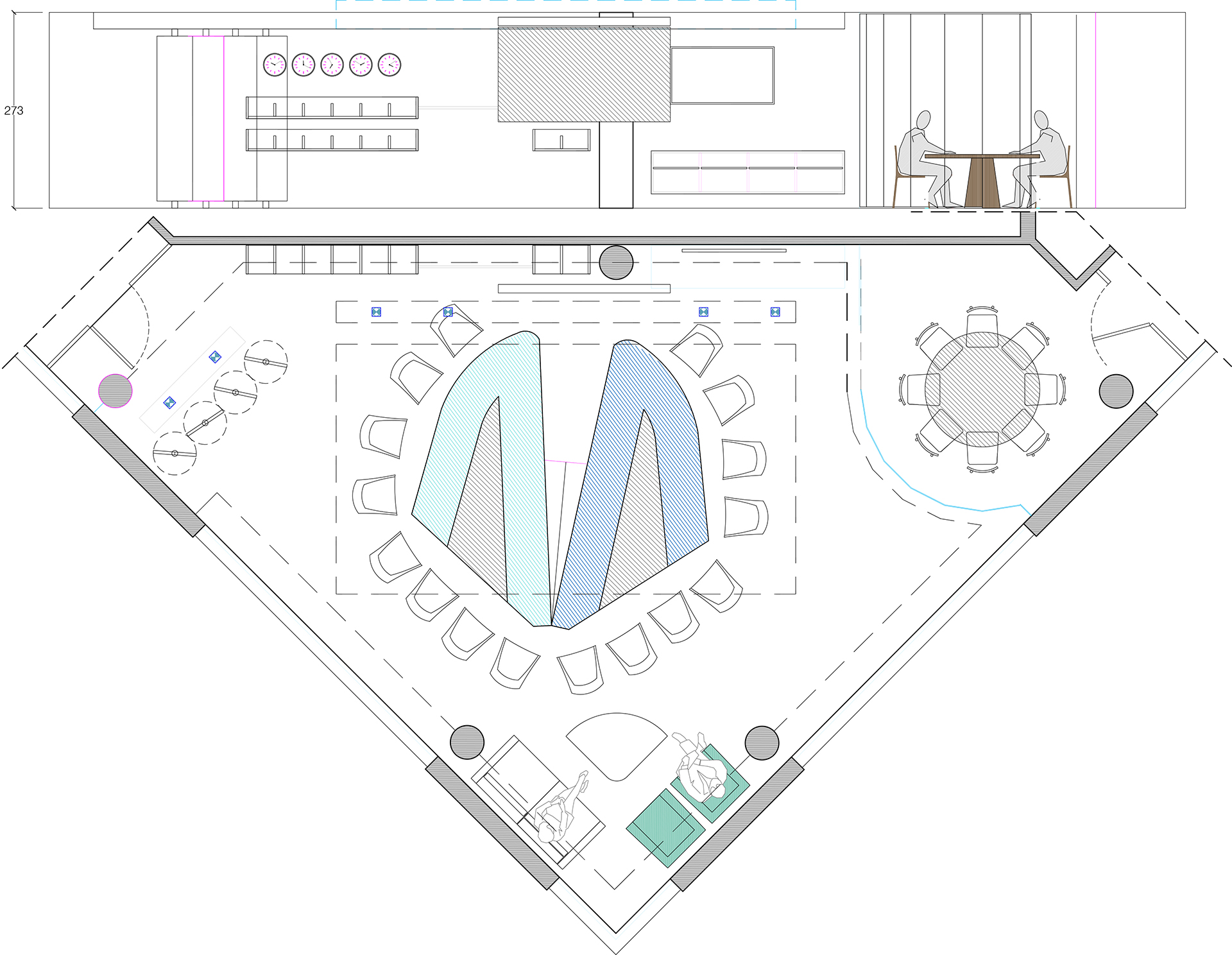 Anteproyecto de sala de reuniones, mesa de crisis | Estudi CMB interiorista