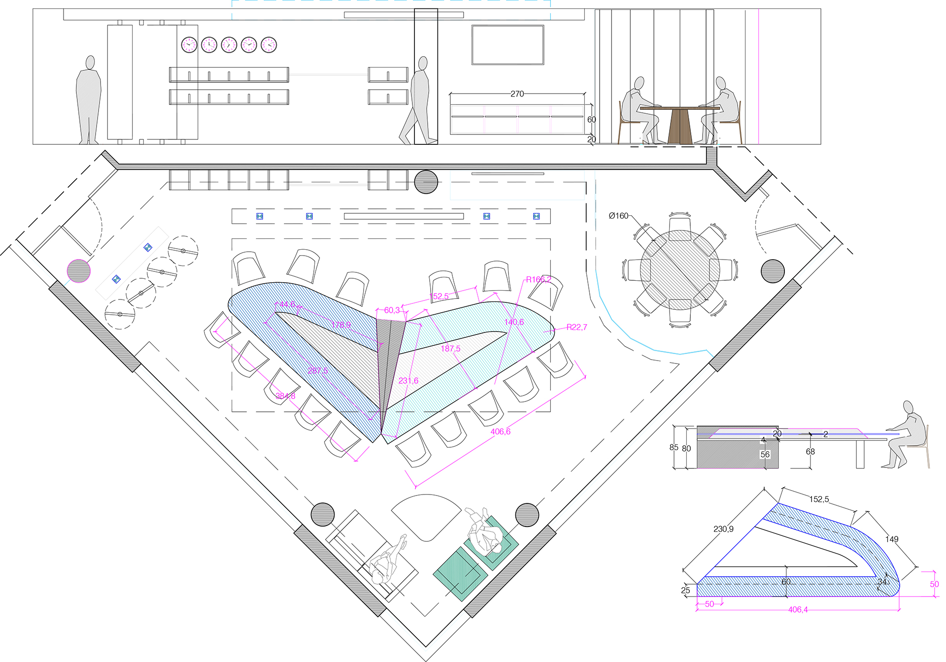 Anteproyecto de sala de reuniones, mesa de juntas | Estudi CMB interiorista